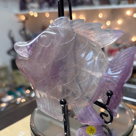 Translucent lavender we fluorite Sun Fish 4” x 4” - Picture 2 of 2
